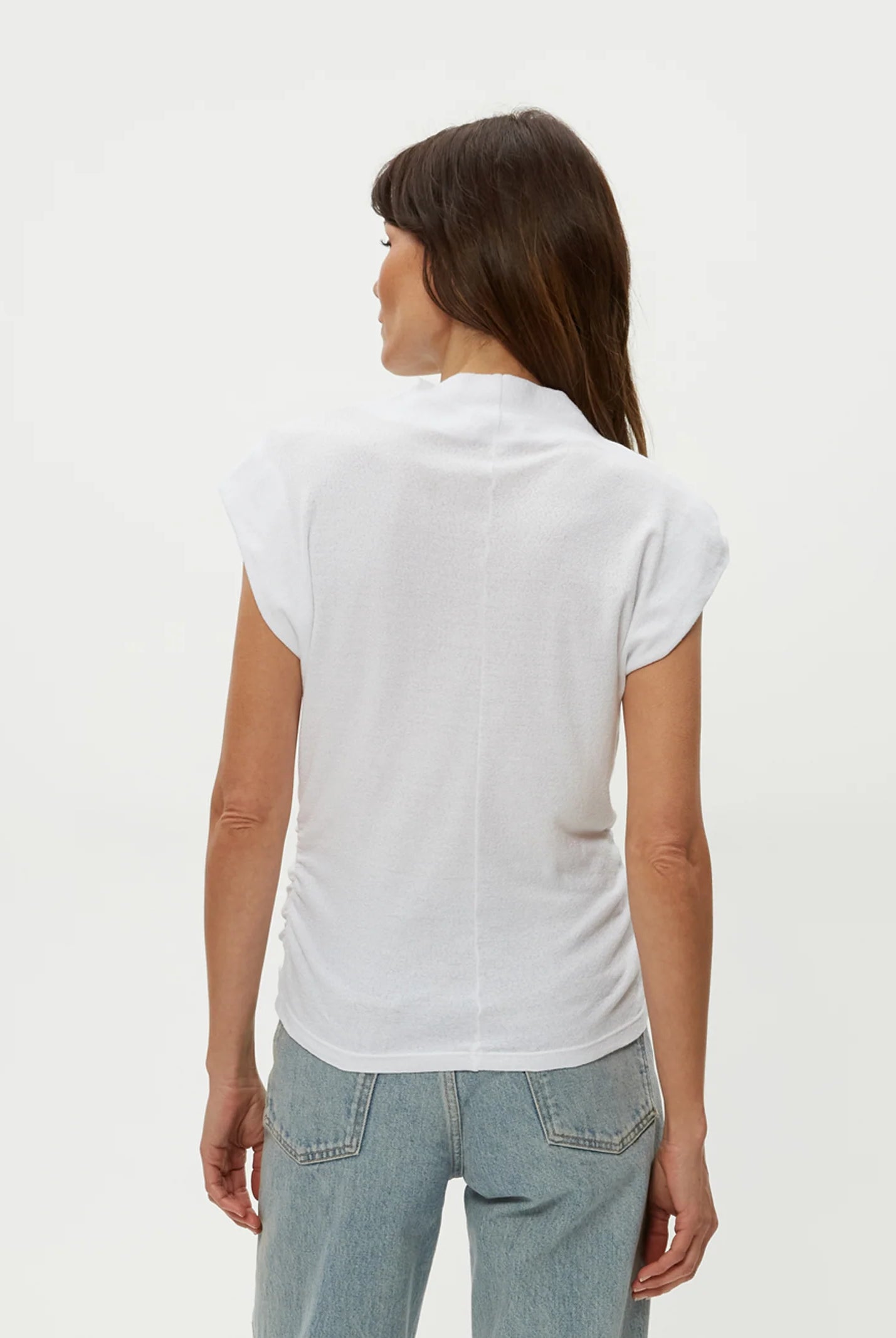 Reese Shine Power Shoulder Top - White by Michael Stars — view 3