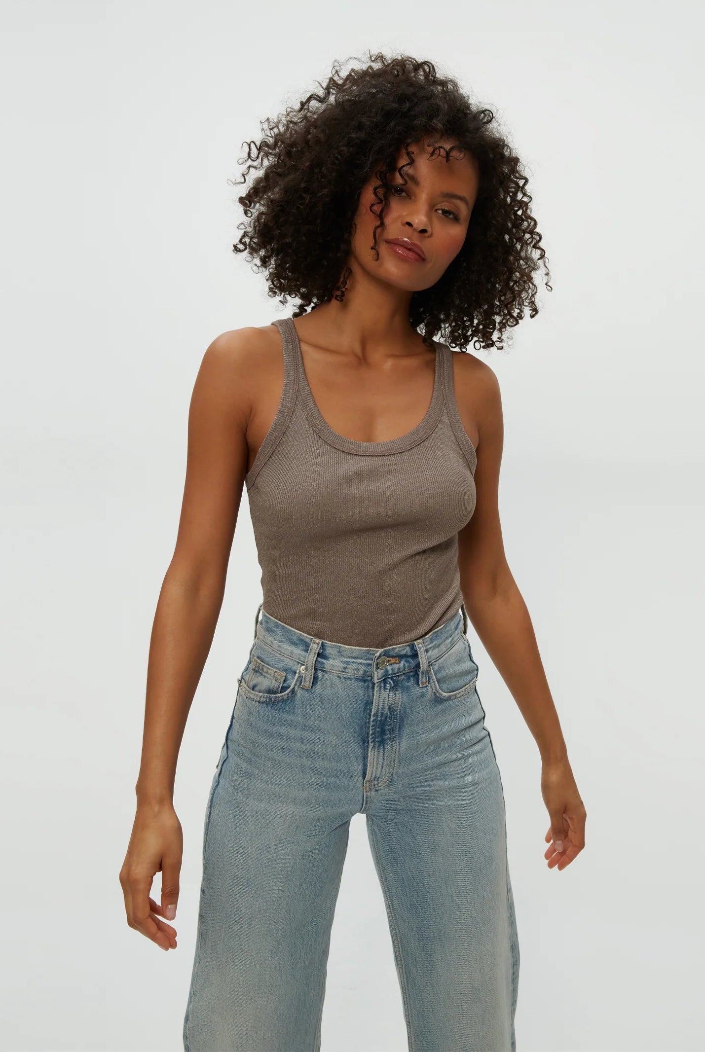 Nicole Shine Tank - Cobblestone by Michael Stars | 25 South Boutiques