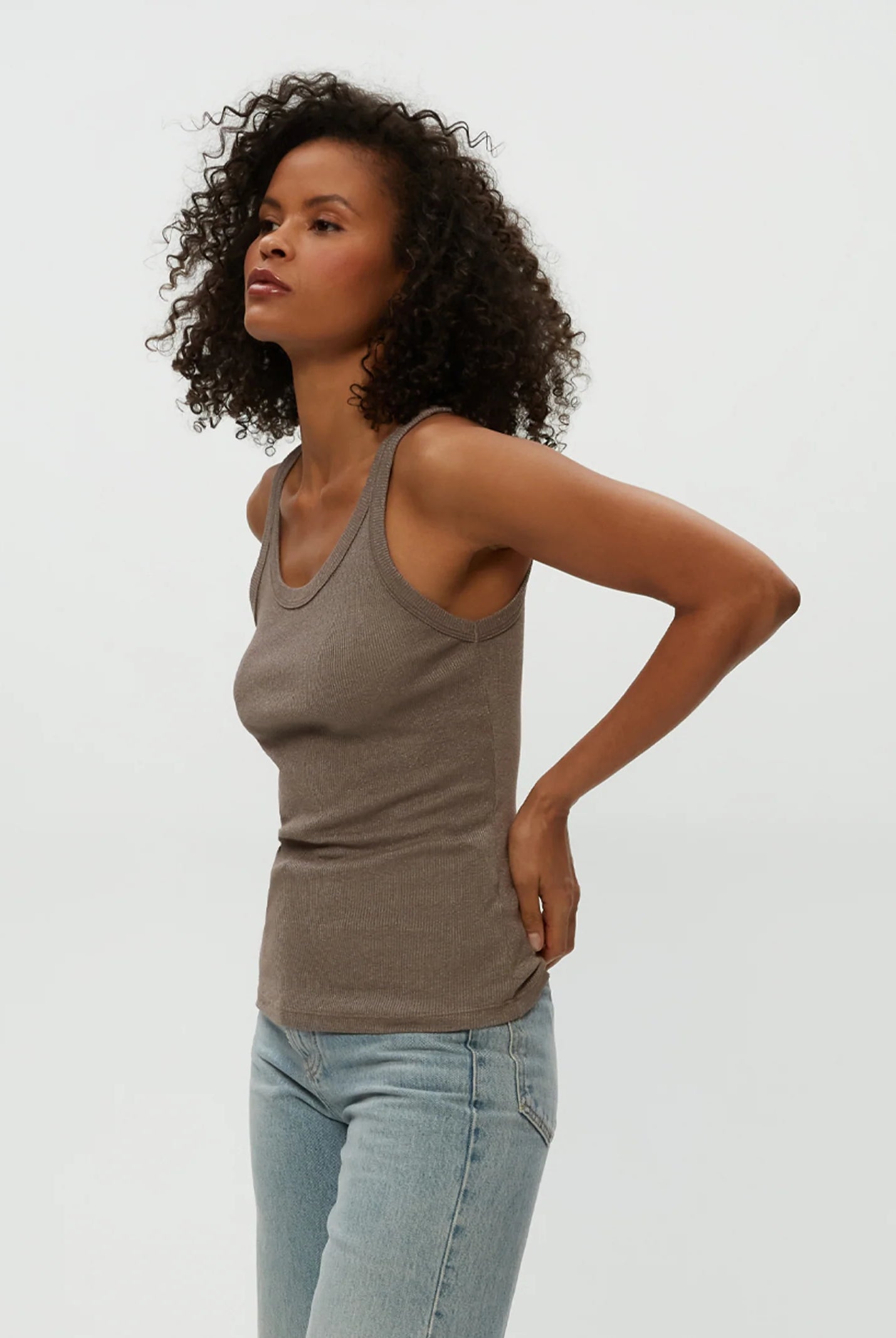 Nicole Shine Tank - Cobblestone by Michael Stars — alternate view