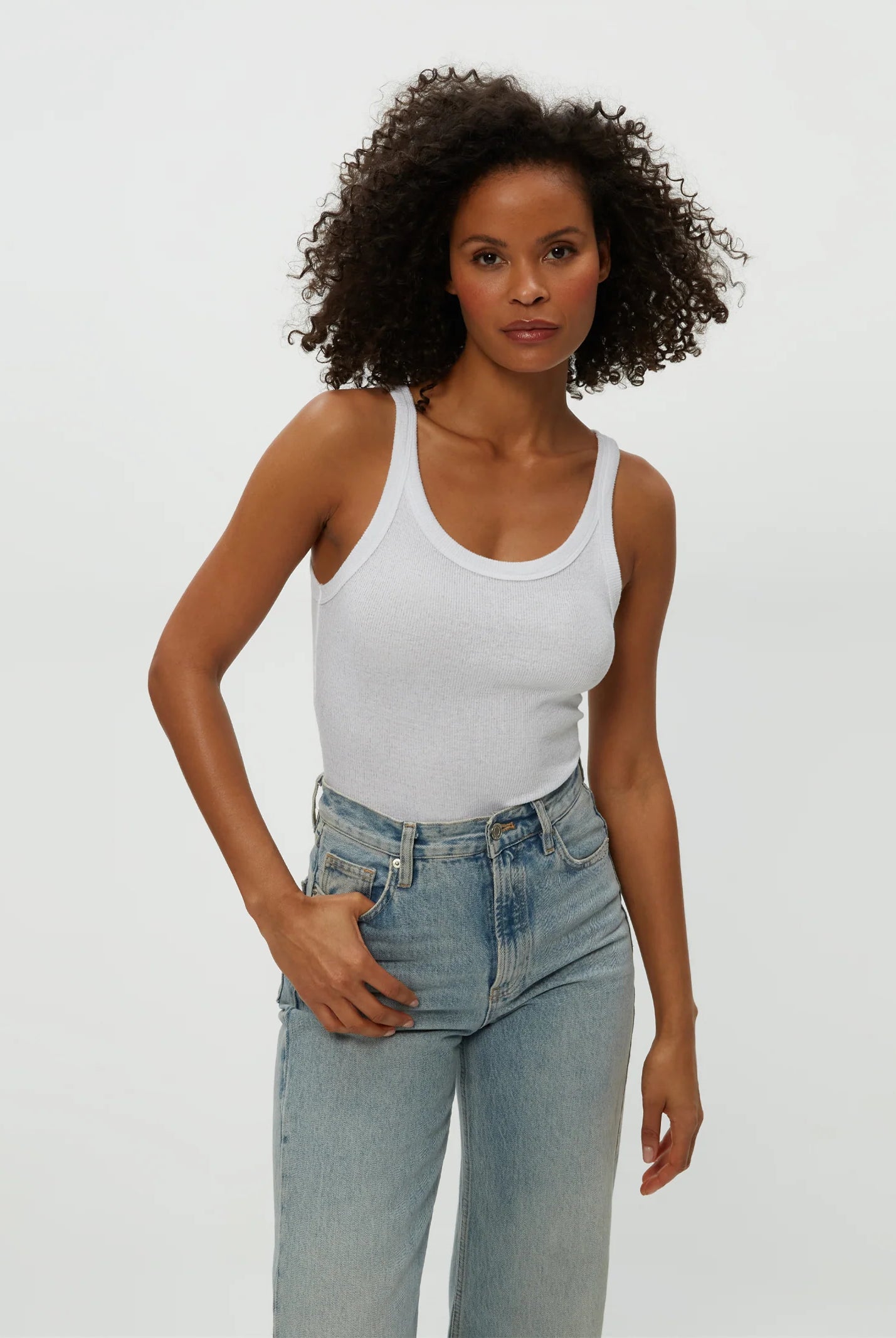 Nicole Shine Tank - White by Michael Stars — view 3