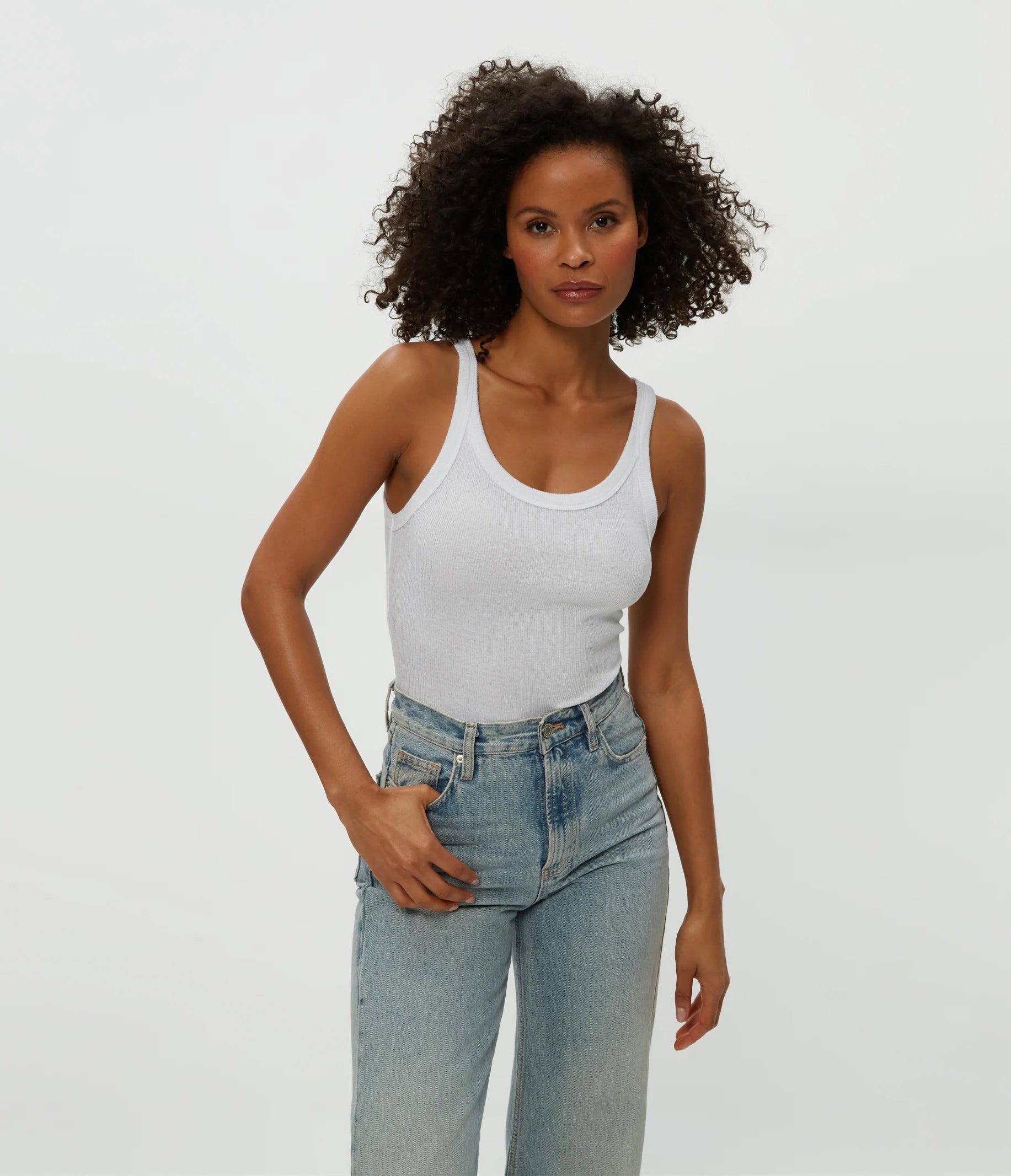 Nicole Shine Tank - White by Michael Stars — view 3