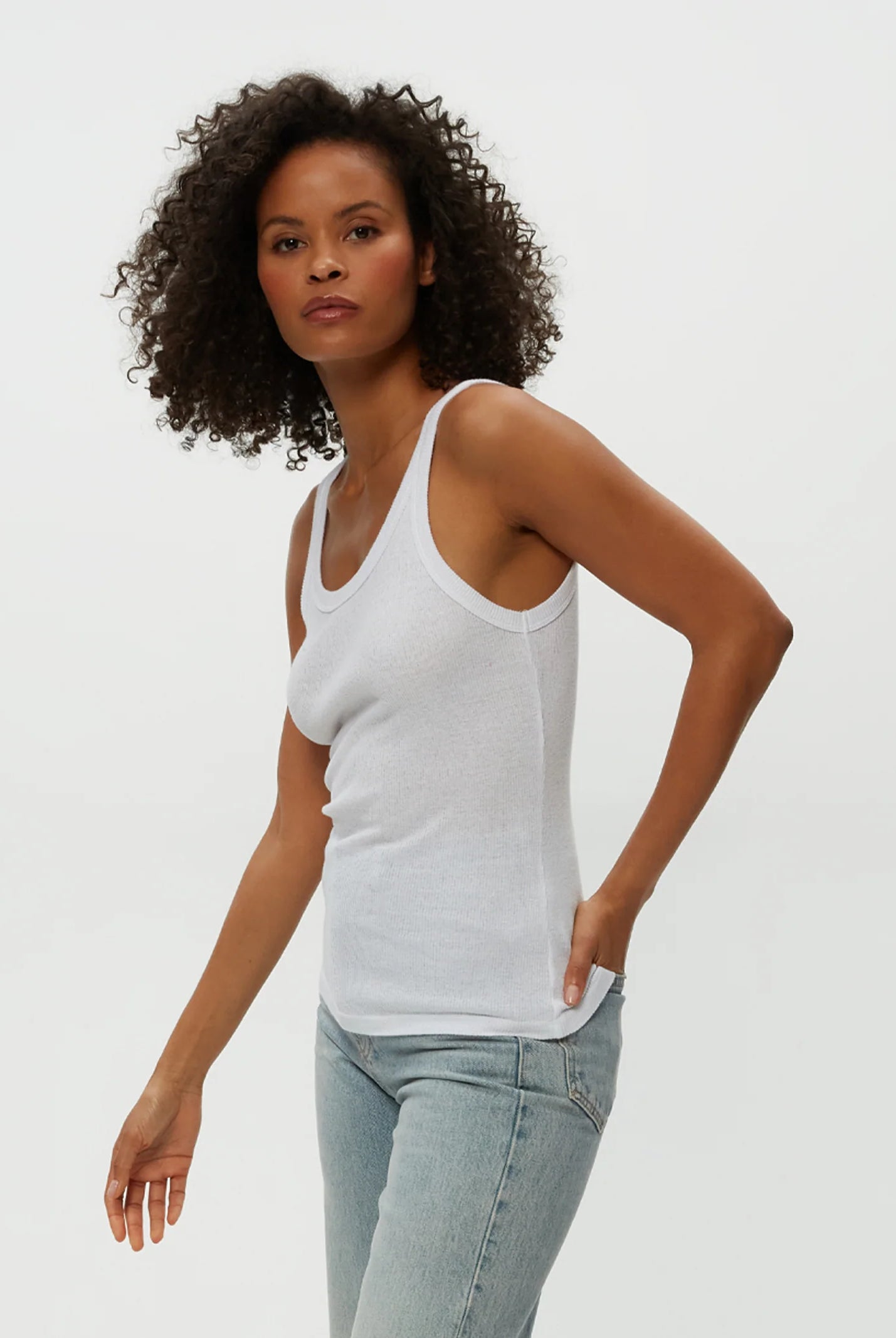 Nicole Shine Tank - White by Michael Stars | 25 South Boutiques