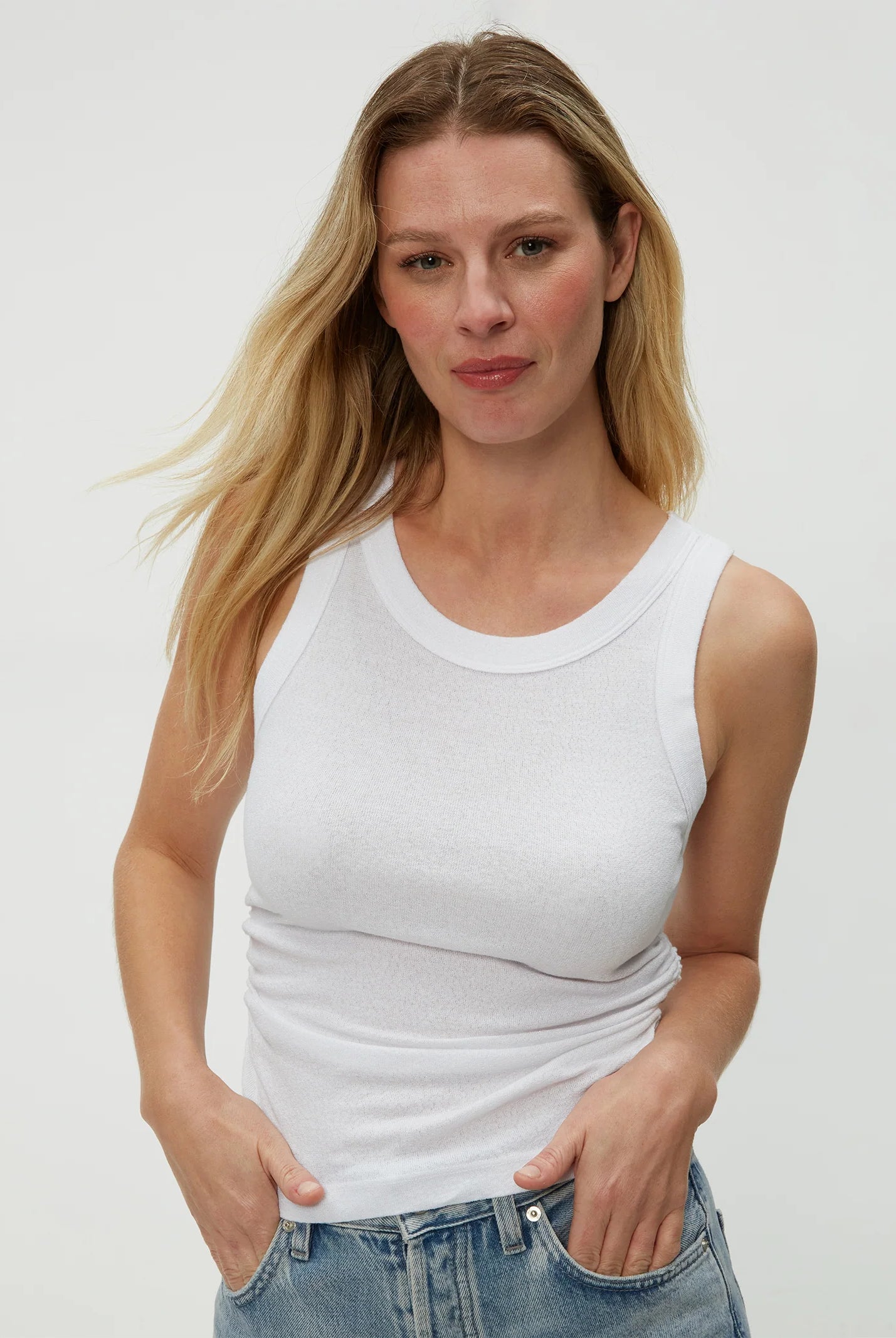 Ella Shine Tank - White by Michael Stars — alternate view