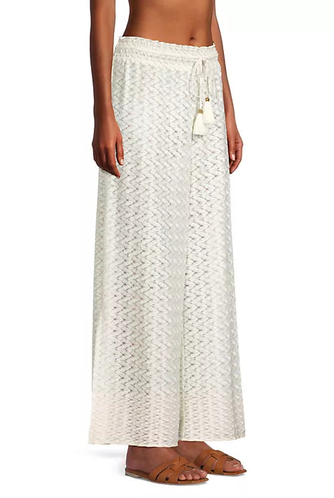 Glora High Rise Coverup Pant - White Zigzag by Ramy Brook — view 3
