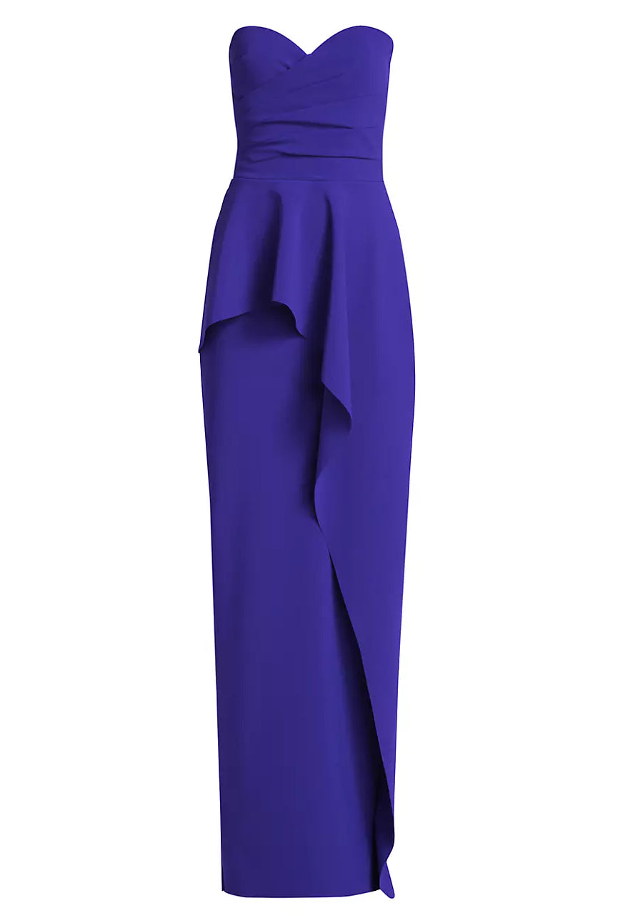 Miya Strapless Peplum Gown - Inchiostro by Chiara Boni — view 3