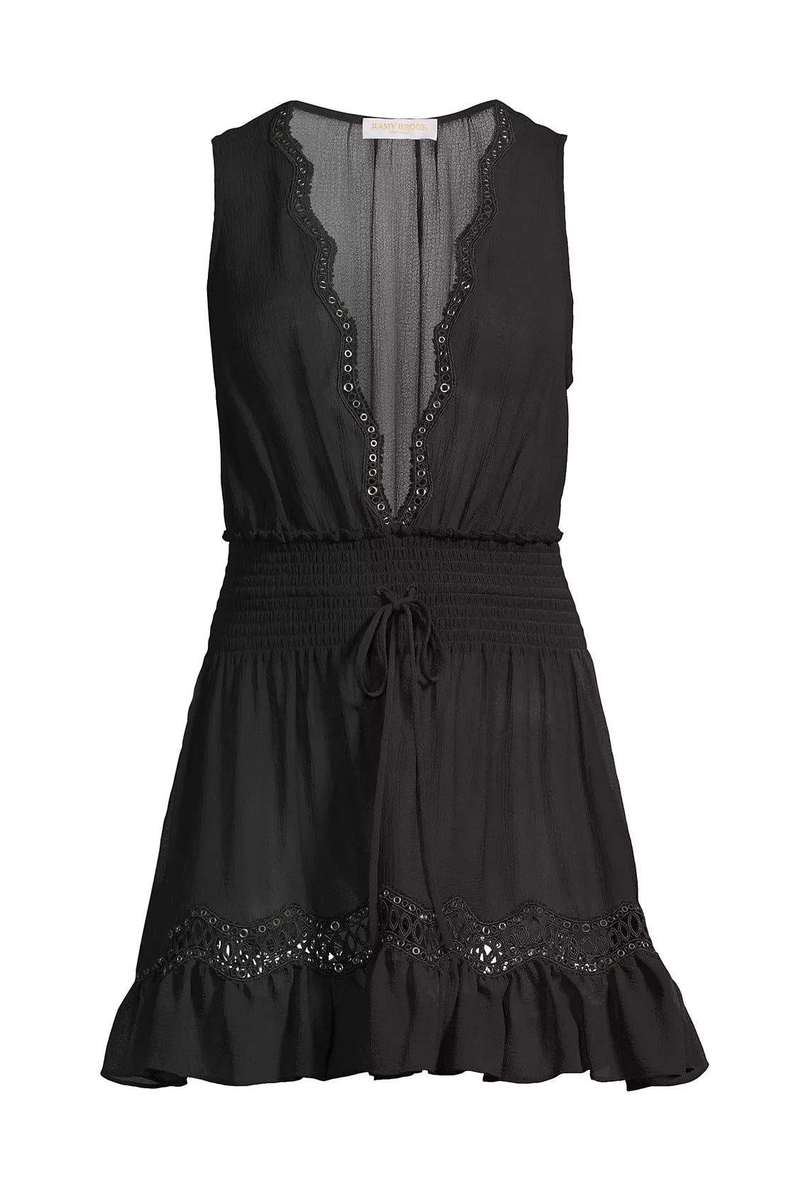 Virginia Smocked Coverup - Black by Ramy Brook — view 4