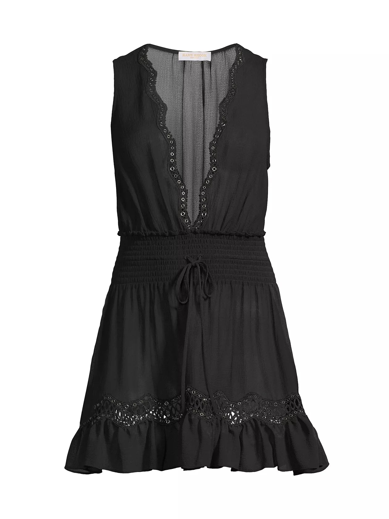 Virginia Smocked Coverup - Black by Ramy Brook — view 4
