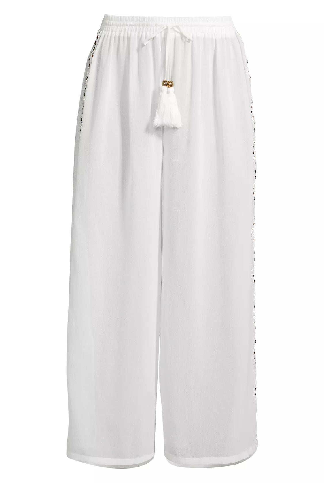Shelby Tassel Coverup Pants - White by Ramy Brook — view 3