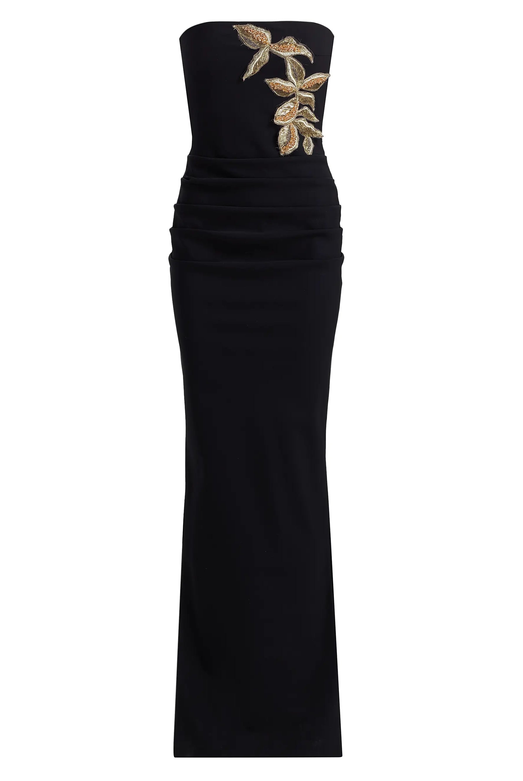 Nitra Beaded Embroidered Strapless Gown - Black by Chiara Boni — view 8