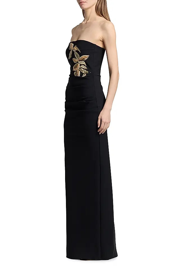 Nitra Beaded Embroidered Strapless Gown - Black by Chiara Boni — view 3