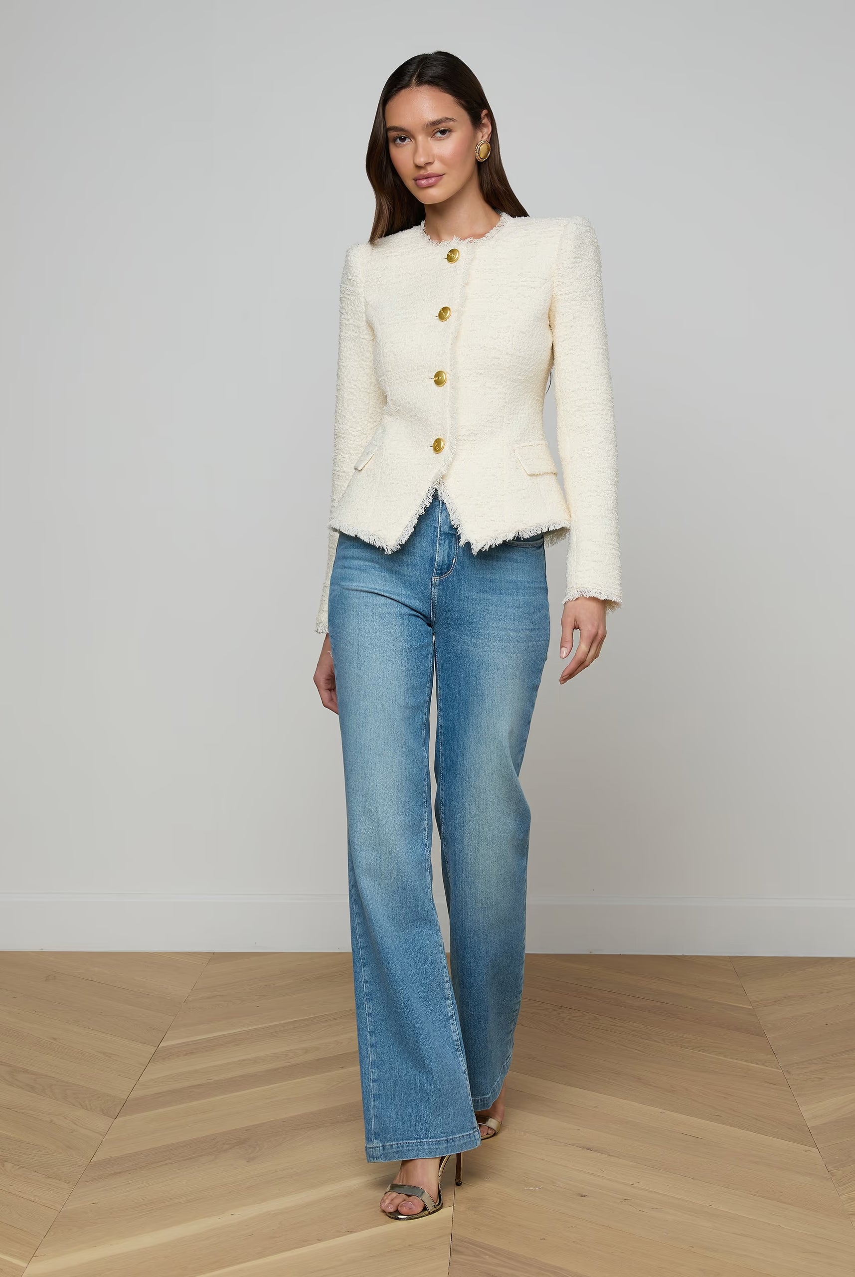 Nerina Tweed Blazer - Ivory by L'agence — view 5