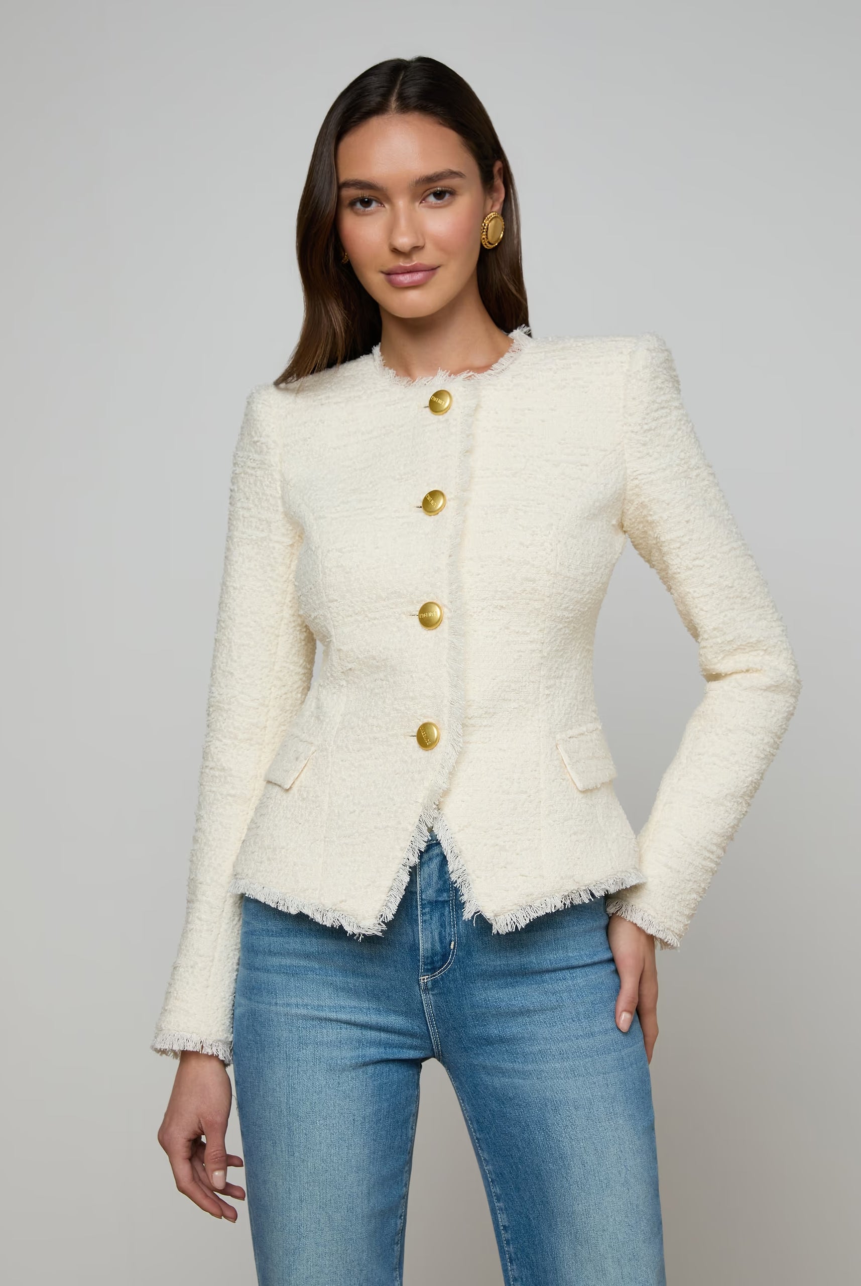 Nerina Tweed Blazer - Ivory by L'agence | 25 South Boutiques