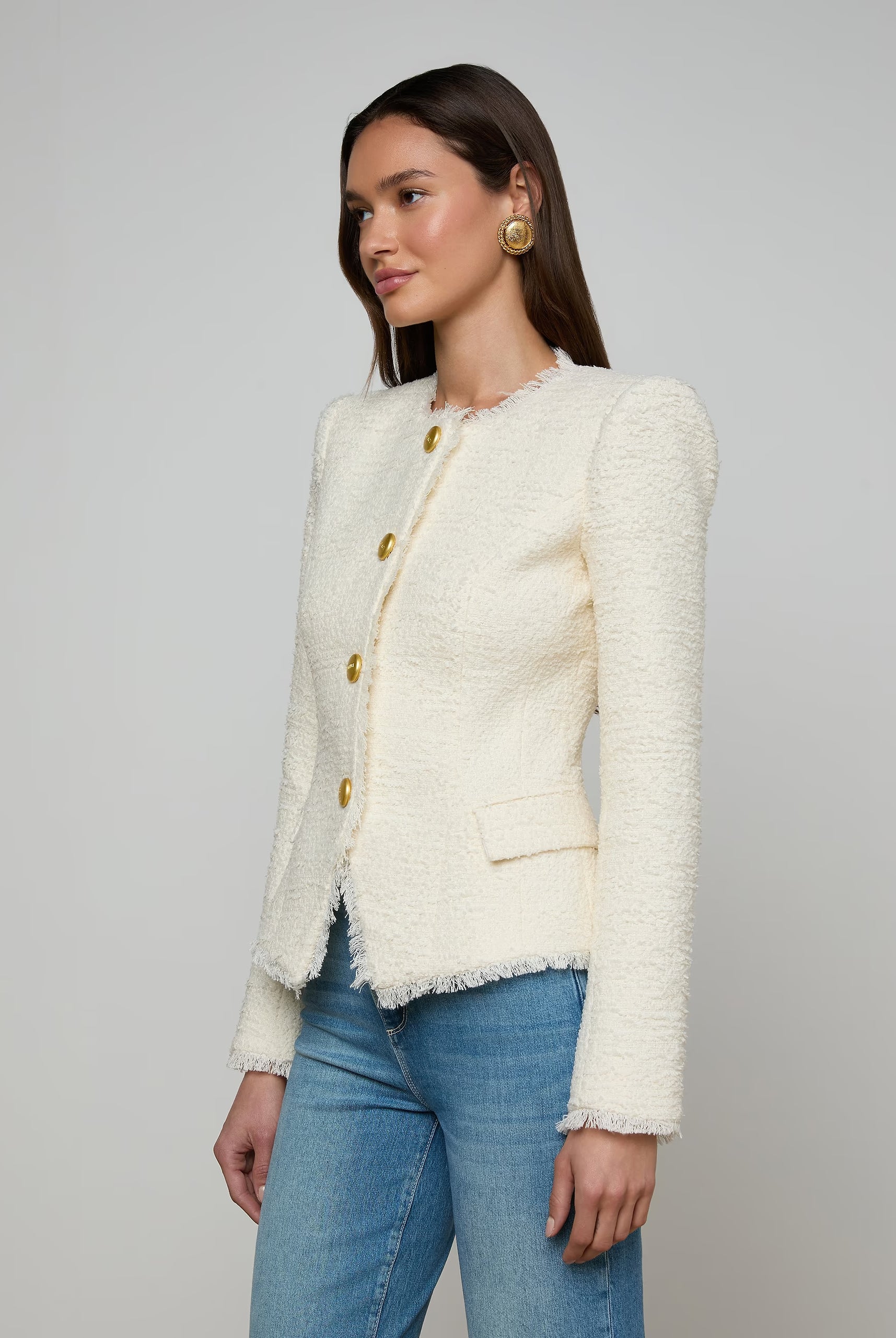 Nerina Tweed Blazer - Ivory by L'agence — alternate view