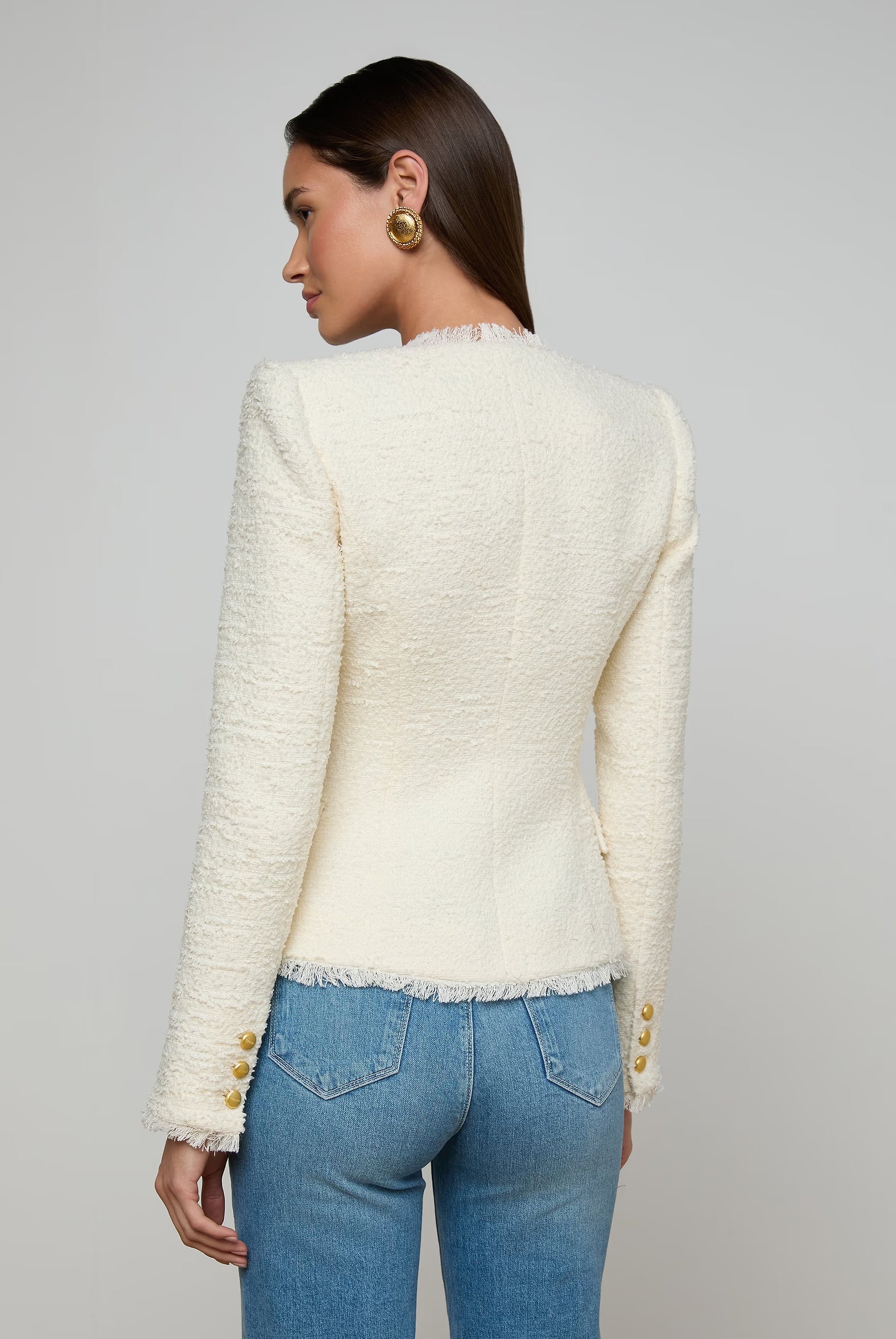 Nerina Tweed Blazer - Ivory by L'agence — view 3