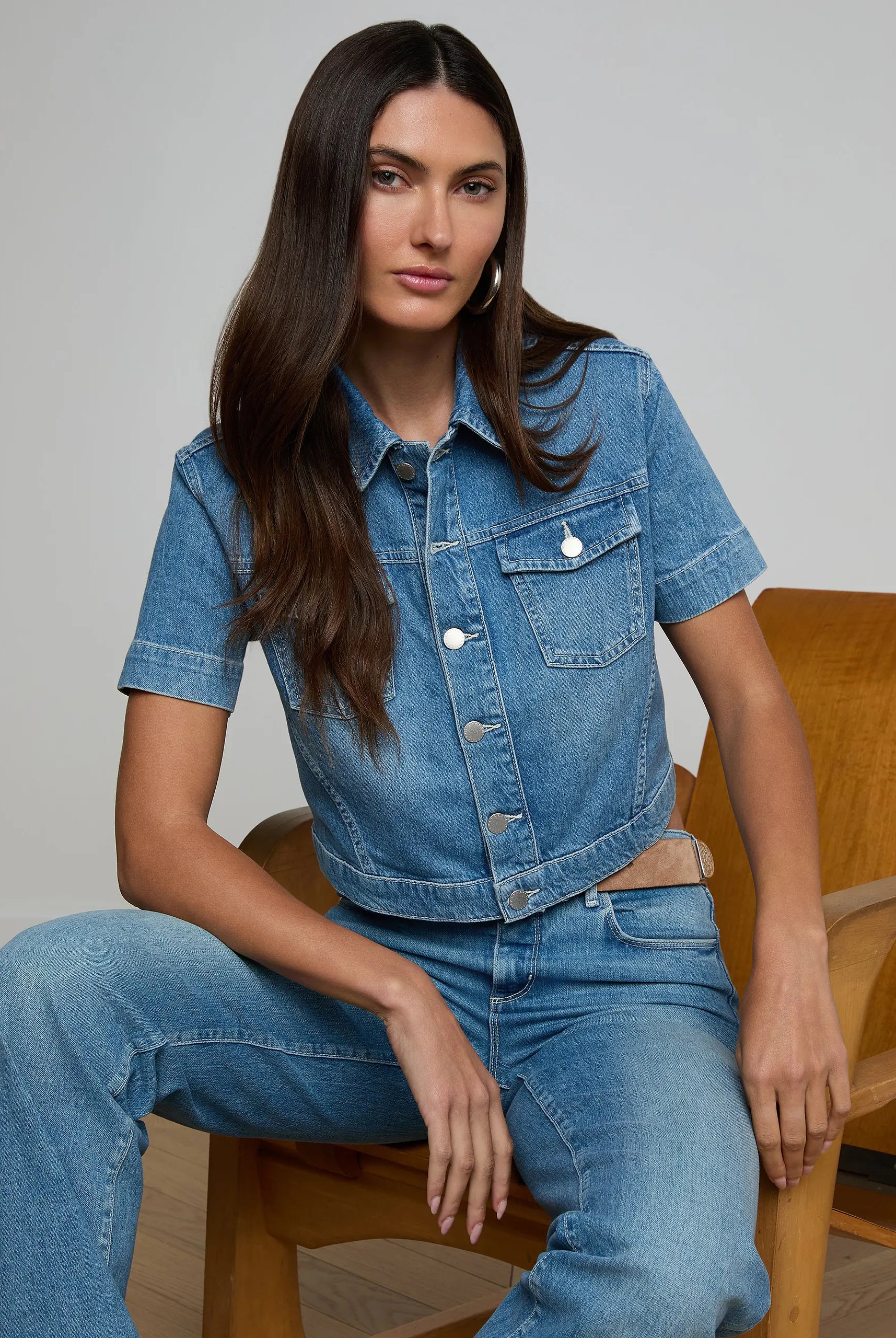 Kirstie Jean Shirt Jacket - Calabasas by L'agence — view 4