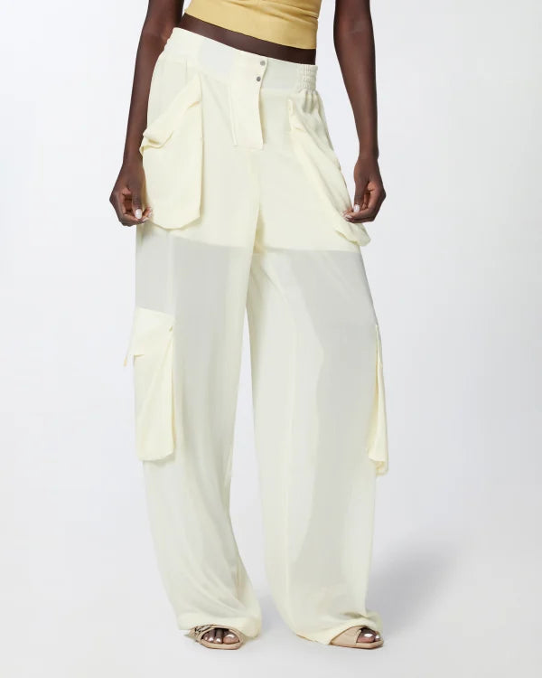 Sheer Georgette Cargo Trousers - Ivory by Pinko — alternate view