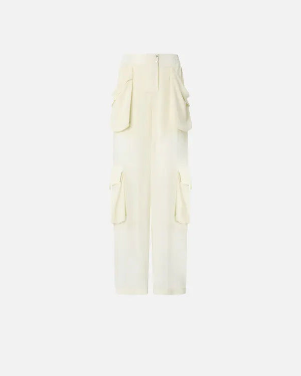 Sheer Georgette Cargo Trousers - Ivory by Pinko — view 4
