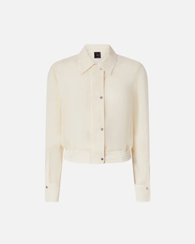 Lightweight Bomber Georgette Shirt - Cream by Pinko — view 4