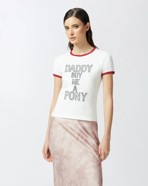 PINKO X Patrick McDowell Embroided T-shirt - White | 25 South Boutiques