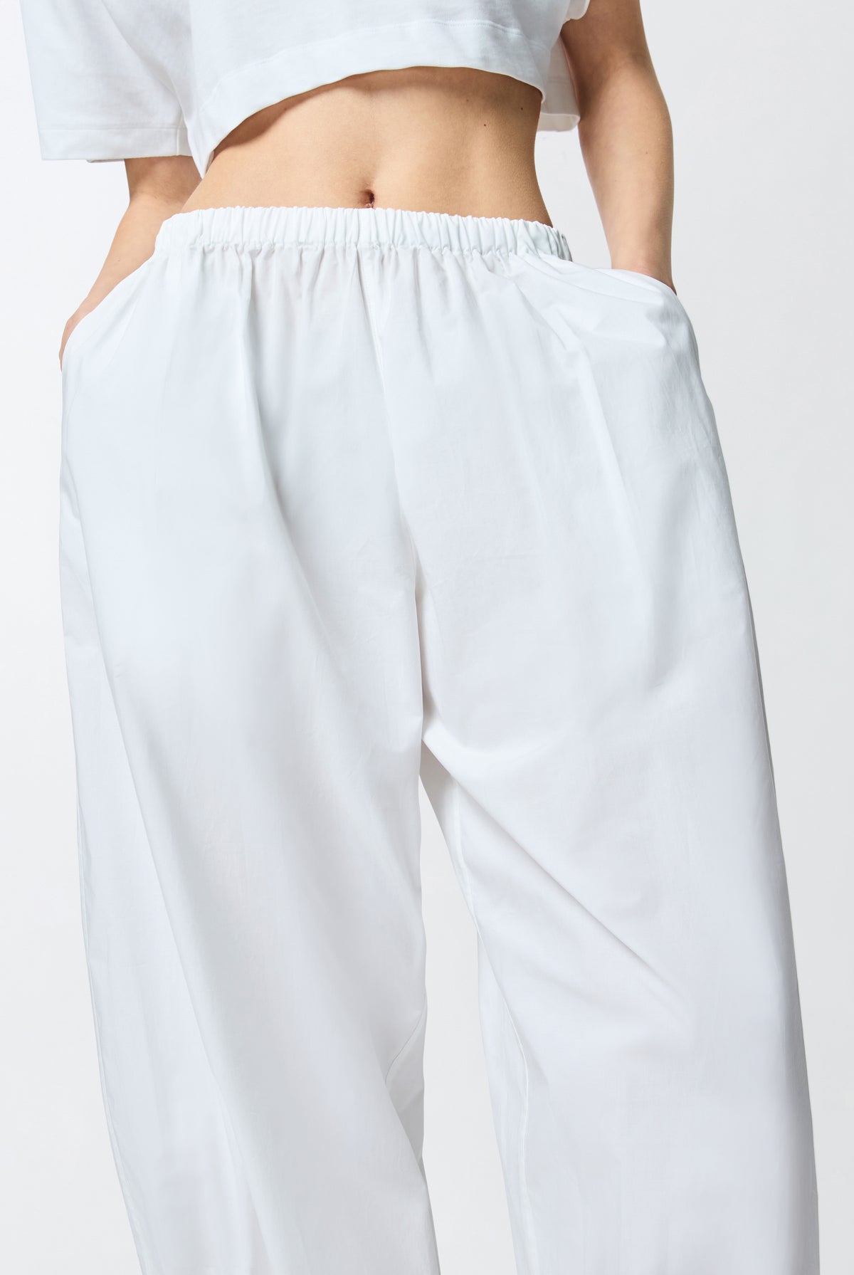 Lightweight Balloon Drawstring Trousers - White by Pinko — view 4