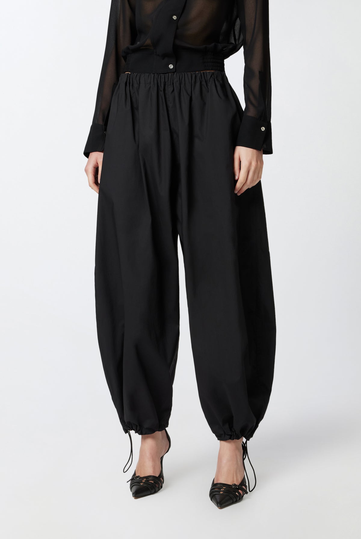 Lightweight Balloon Drawstring Trousers - Black by Pinko — alternate view