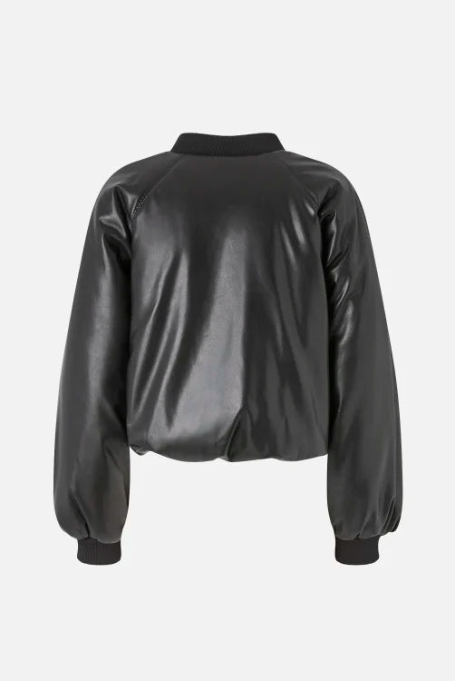 Short Leather-Effect Bomber Jacket - Black by Pinko — view 5