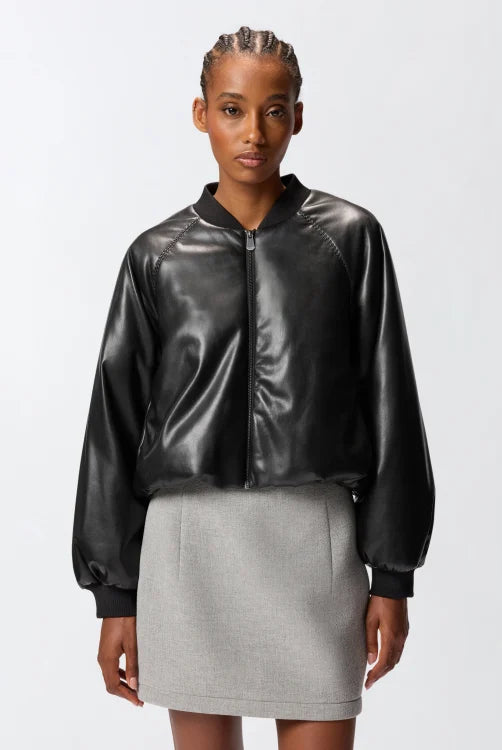 Short Leather-Effect Bomber Jacket - Black by Pinko | 25 South Boutiques