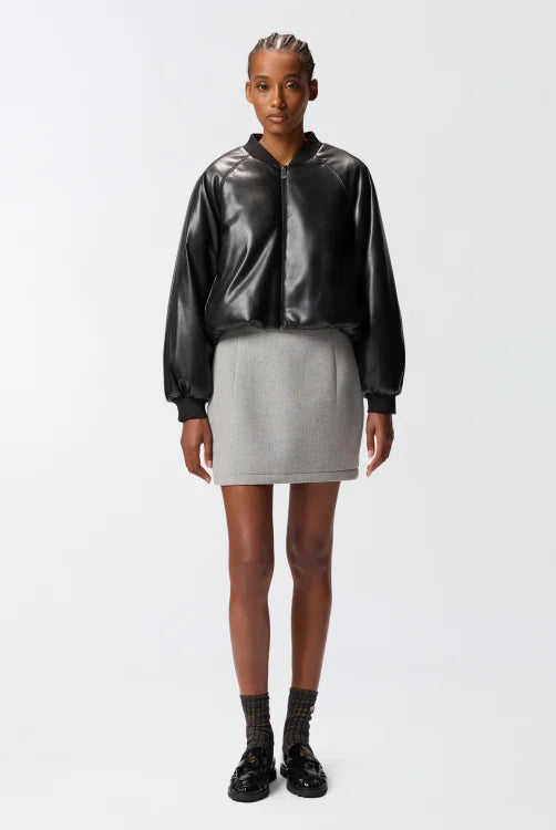 Short Leather-Effect Bomber Jacket - Black by Pinko — alternate view