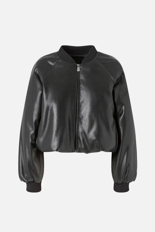 Short Leather-Effect Bomber Jacket - Black by Pinko — view 4