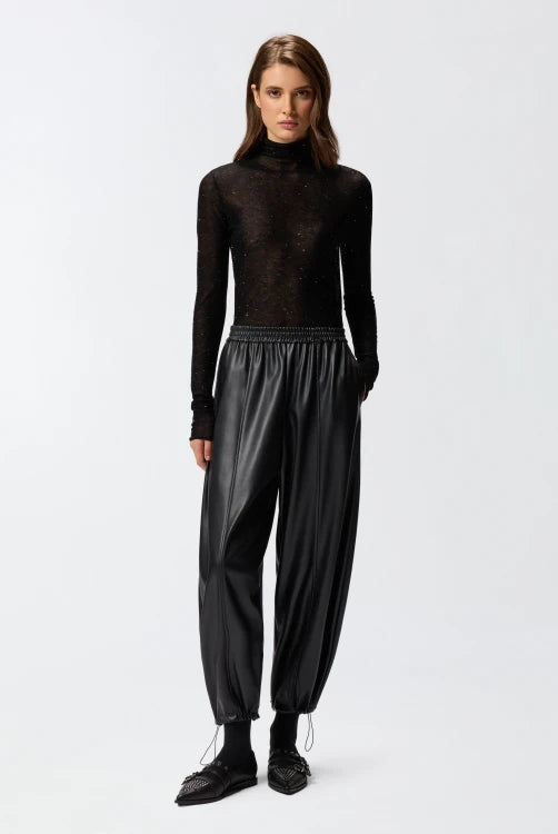 Faux Leather Ballon Drawstring Trousers - Black by Pinko | 25 South Boutiques