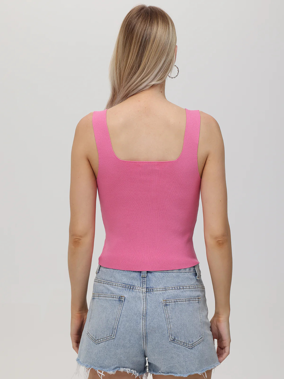 Eva Square Neck Tank - Shocking Pink by 525 America — alternate view