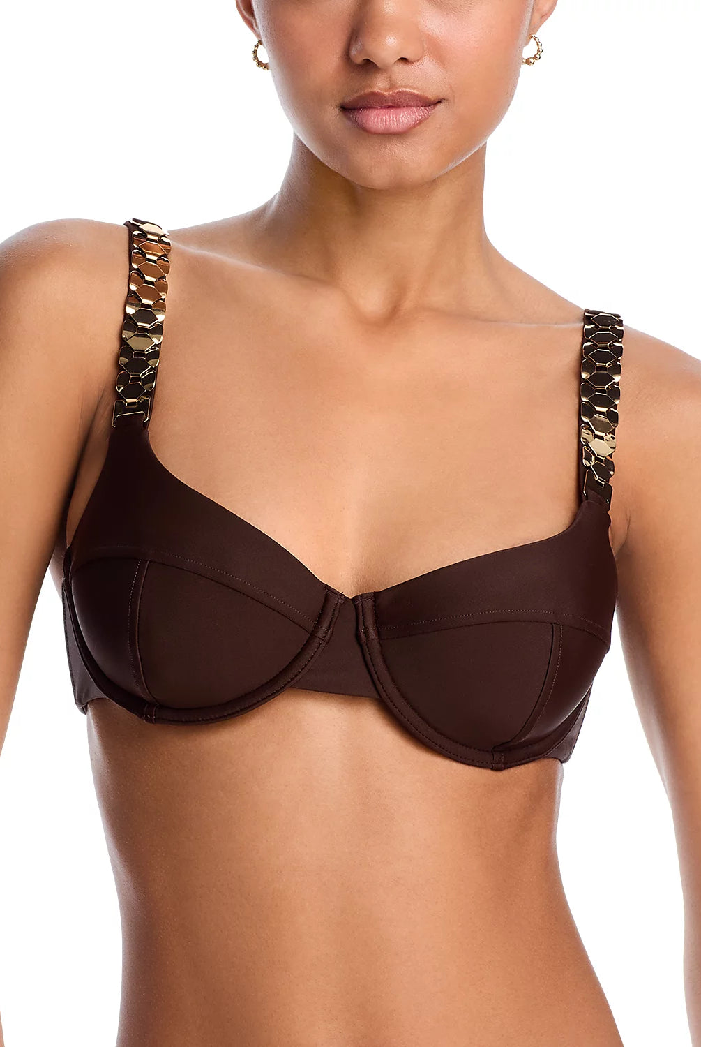 Blaise Embellished Bikini Top - Beach Brown by Ramy Brook — alternate view