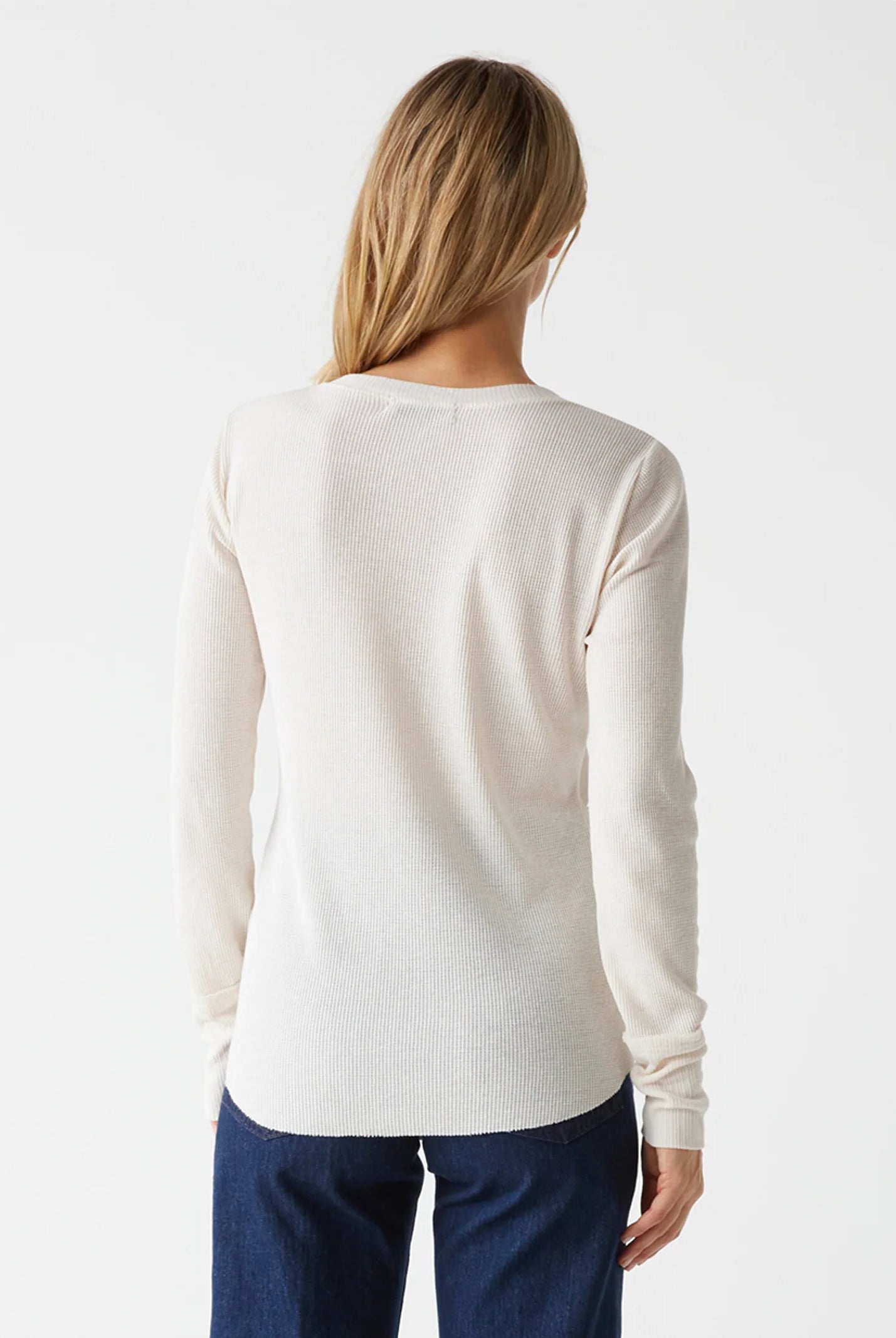 Regan Thermal Henley Tee - Chalk by Michael Stars — alternate view