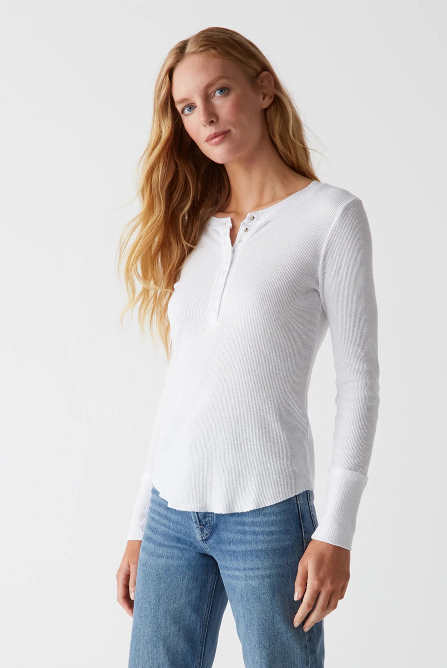 Regan Thermal Henley Tee - White by Michael Stars | 25 South Boutiques