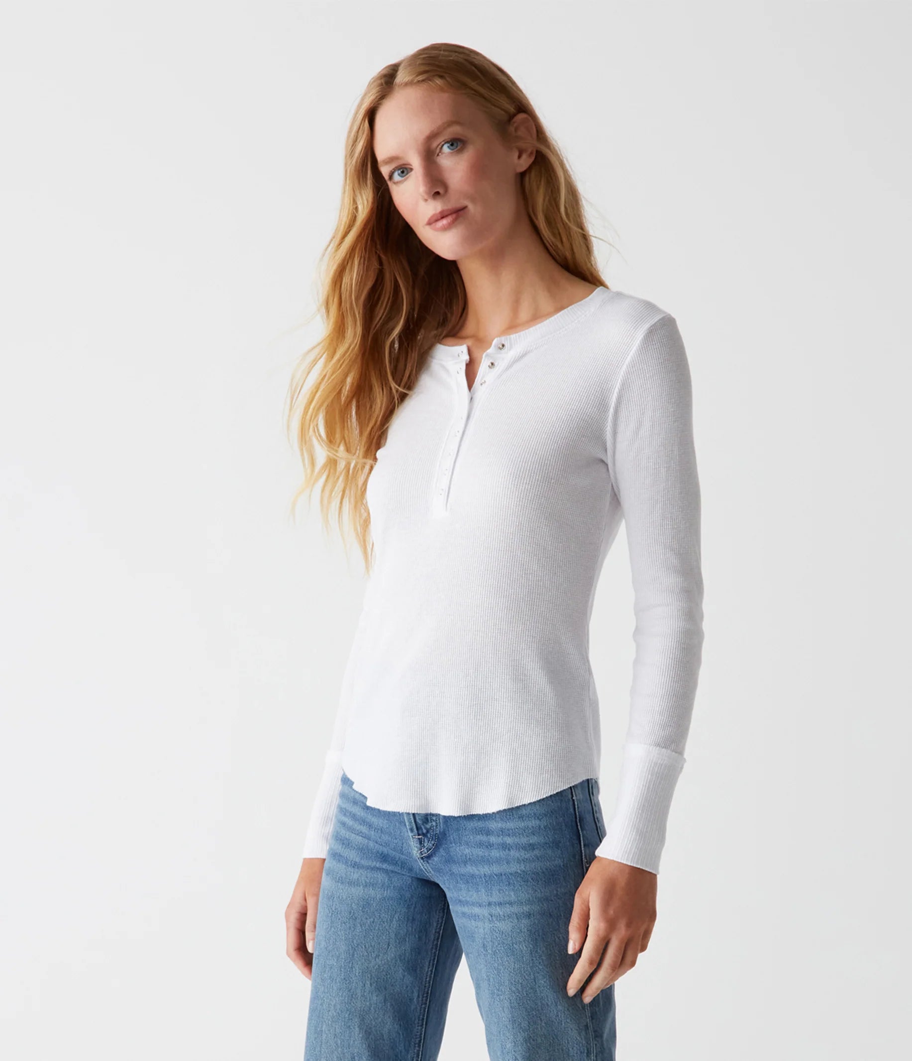 Regan Thermal Henley Tee - White by Michael Stars | 25 South Boutiques