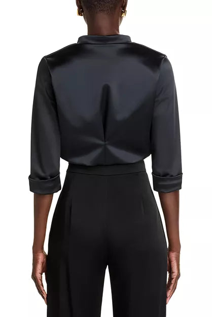 Amatista Satin Jacket - Black by Chiara Boni — view 3