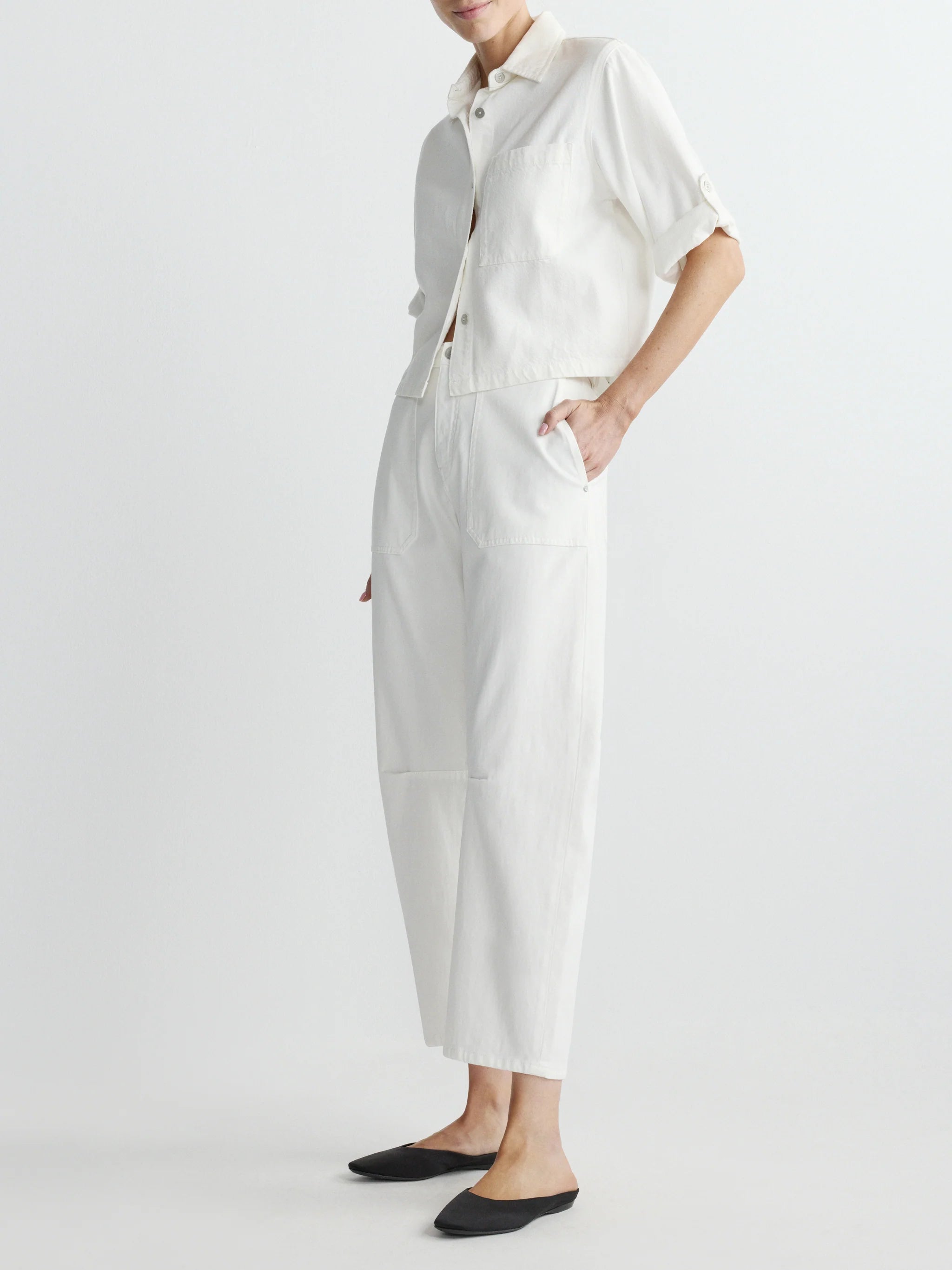Bilie Easy Barrel High Rise 26" Pants - White by DL1961 — alternate view