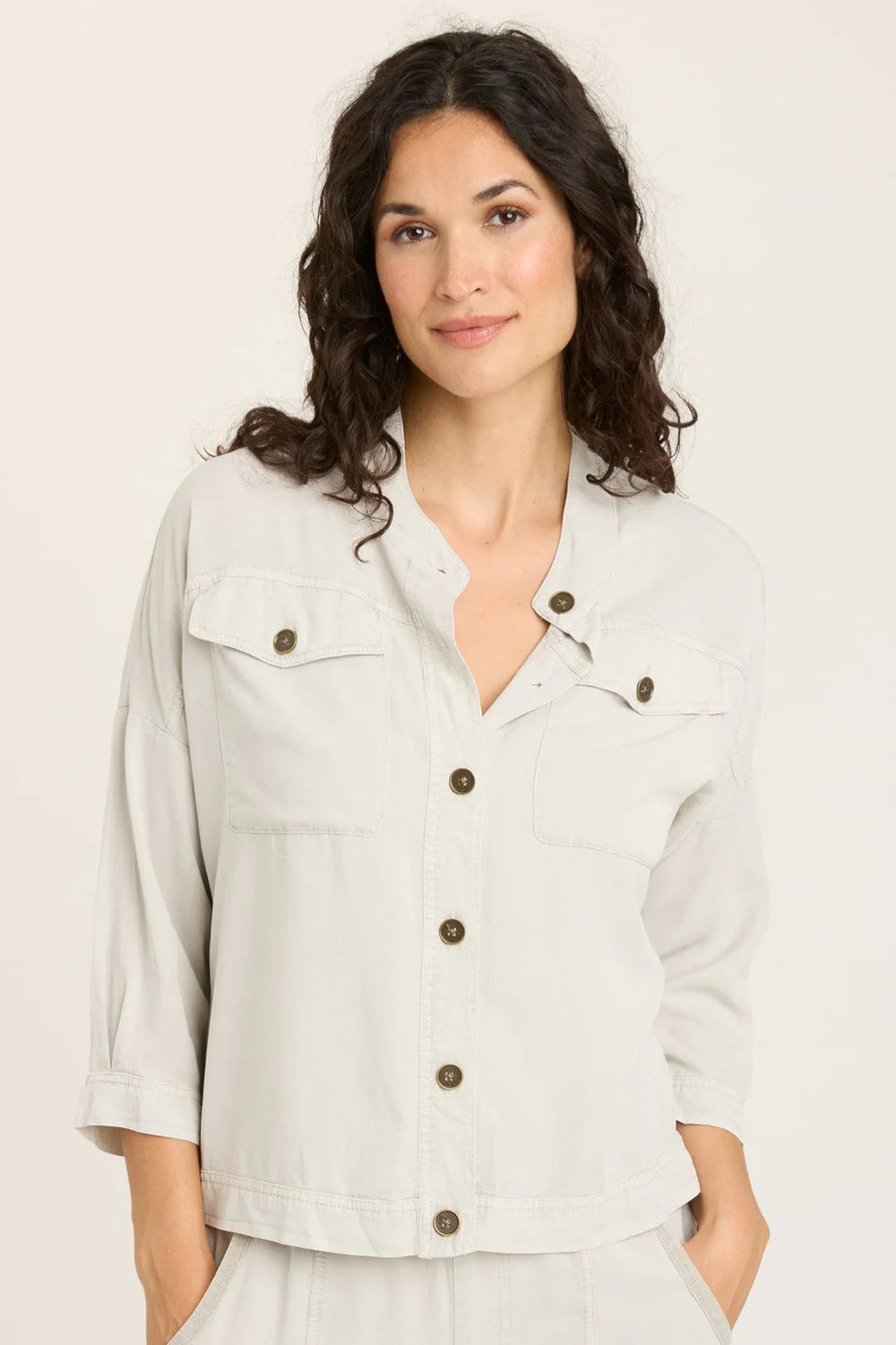 Twill Colbert Jacket - Whitecap Pigment by XCVI | 25 South Boutiques