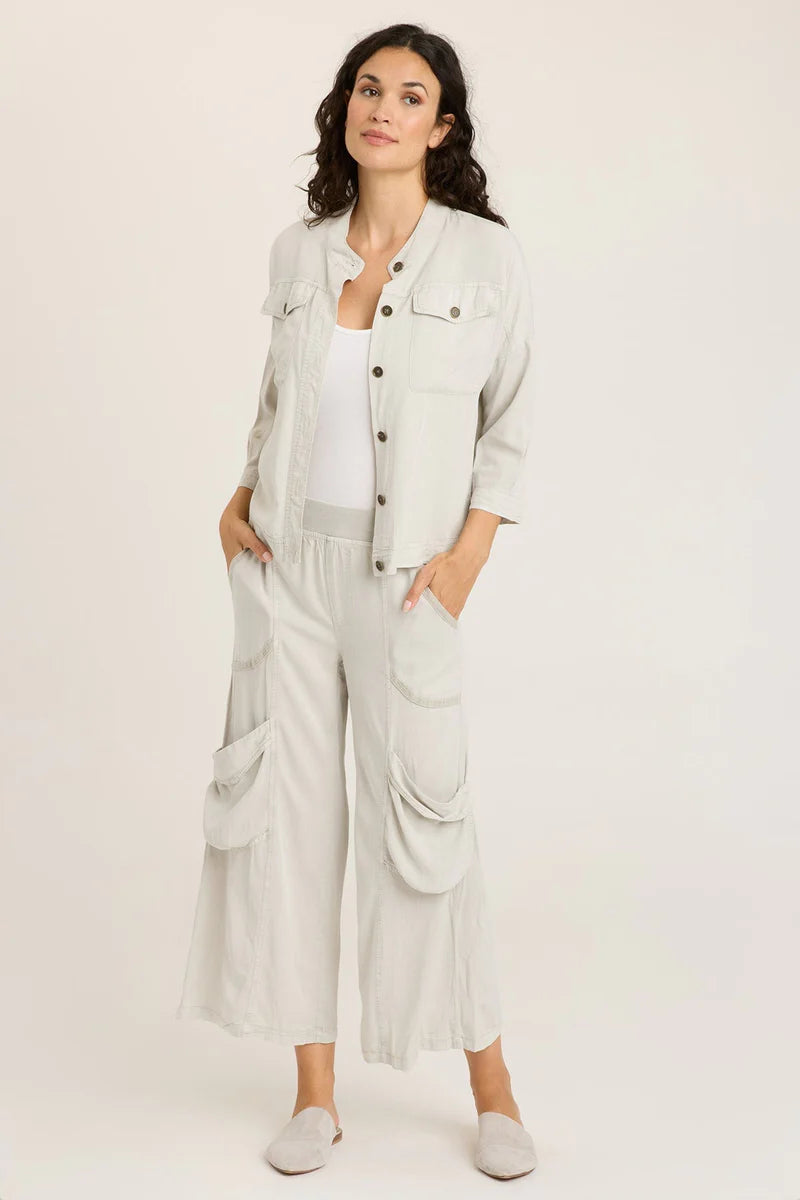 Twill Colbert Jacket - Whitecap Pigment by XCVI — view 4