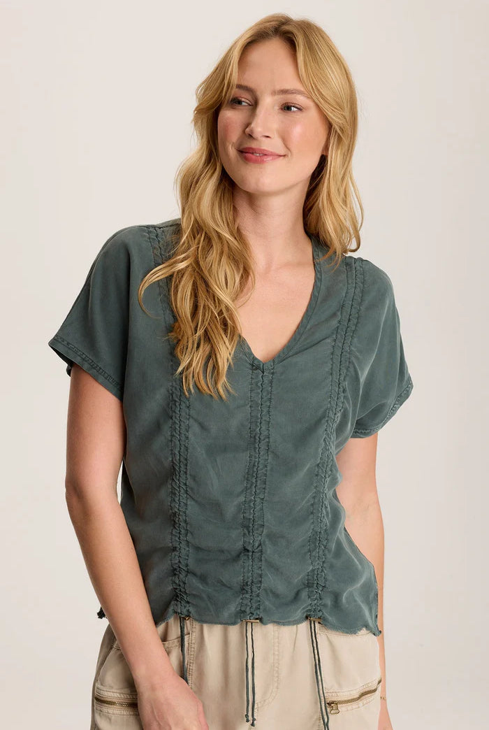 Werner Twill Ruched Cord Top - Silken Pine by XCVI | 25 South Boutiques