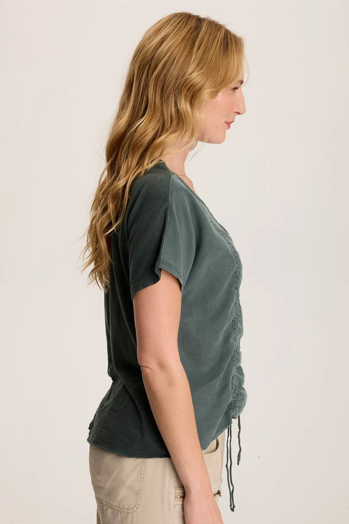 Werner Twill Ruched Cord Top - Silken Pine by XCVI — alternate view