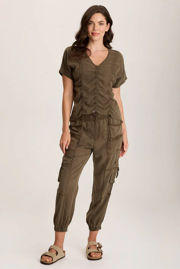 Werner Twill Ruched Cord Top - Westgate Pigment by XCVI — view 4
