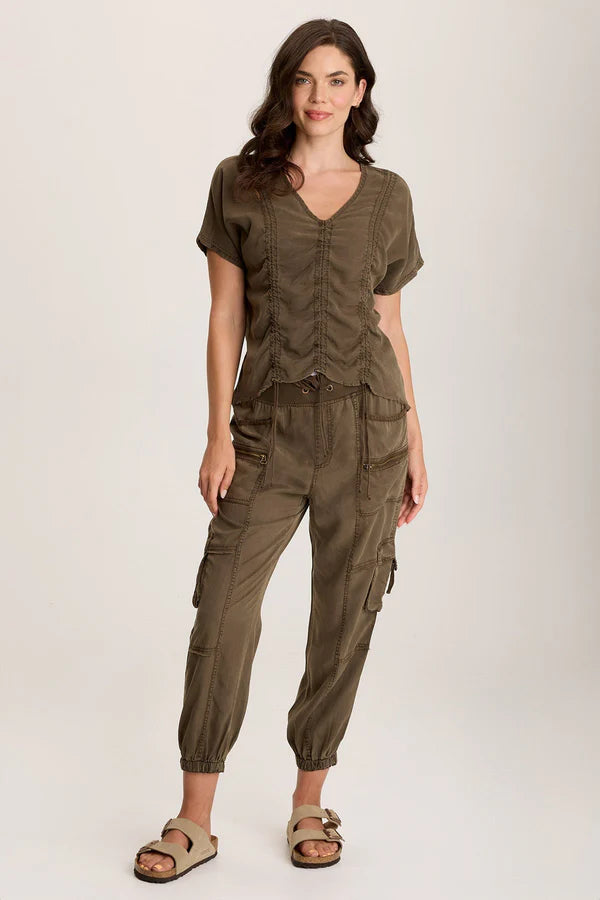 Werner Twill Ruched Cord Top - Westgate Pigment by XCVI — view 4