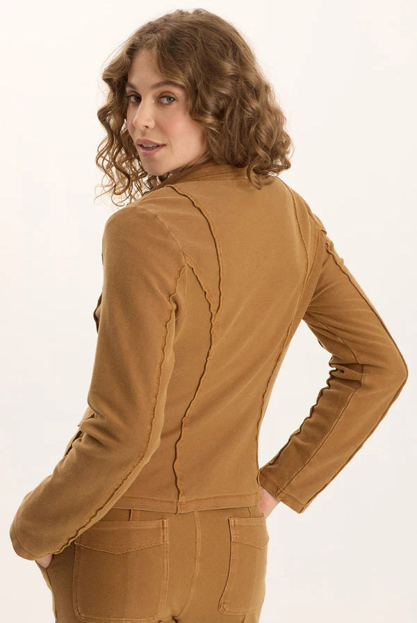 Dunne Twill Knit Stretch Blazer - Goldenrod Pigment by XCVI — view 3