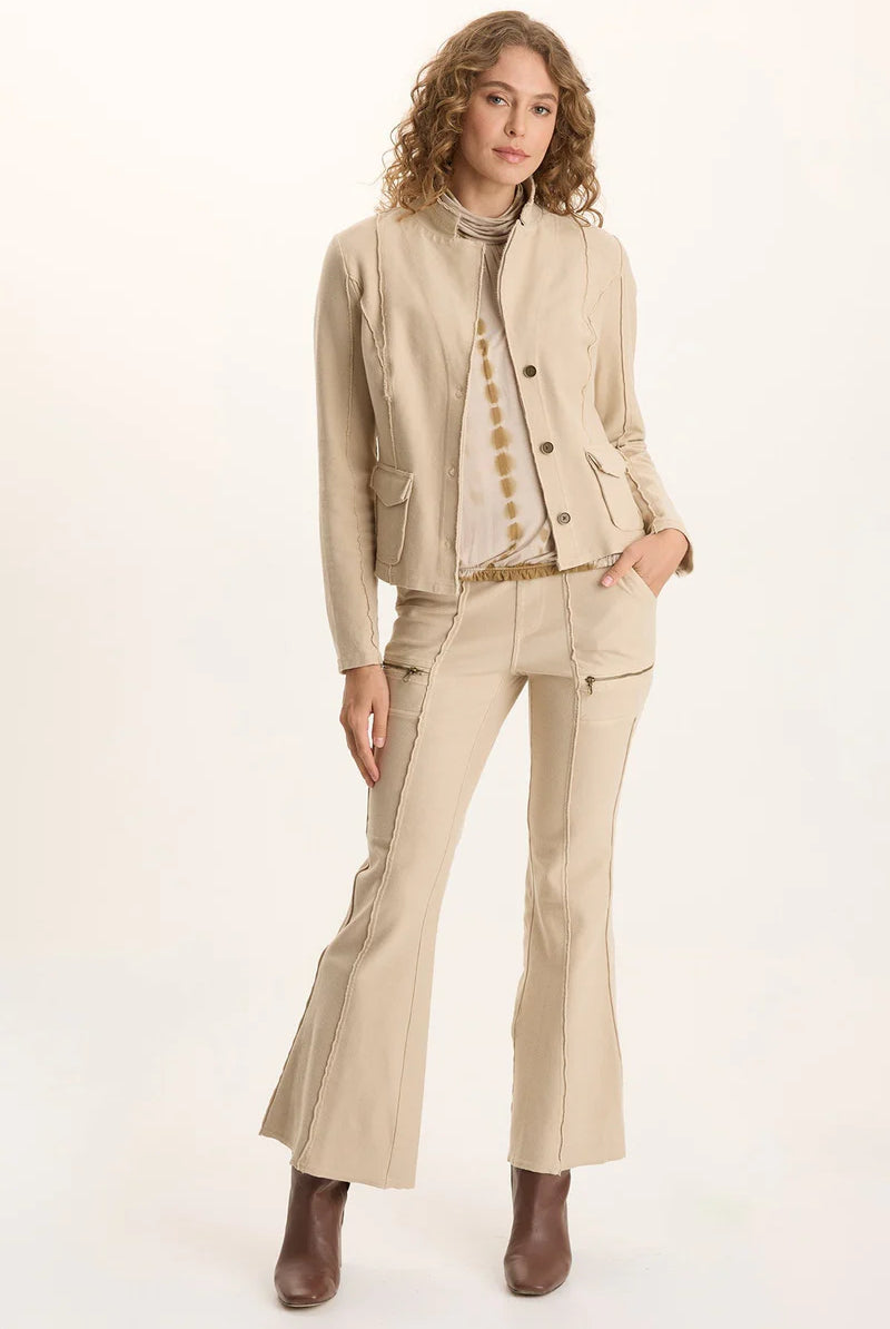 Ninian Twill Knit Zipper Pocket Flared Pant - Park Avenue by XCVI — view 4