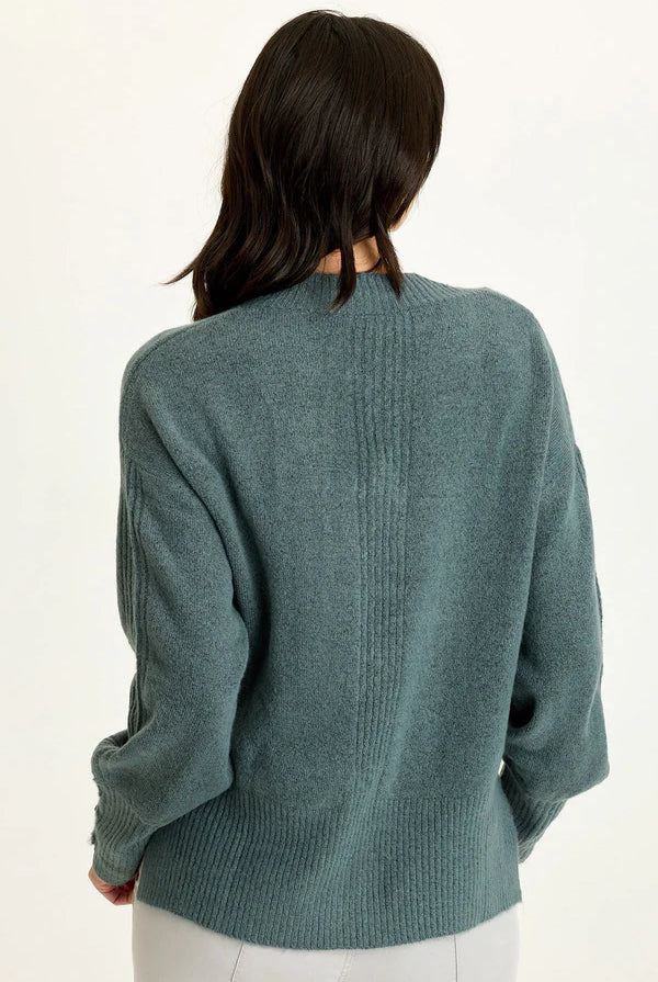 Bronte Relaxed V Neck Knit Sweater - Blue Oasis by XCVI — view 3