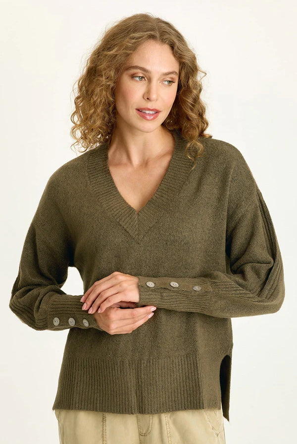 Bronte Relaxed V Neck Knit Sweater - Chesapeake Pine by XCVI | 25 South Boutiques