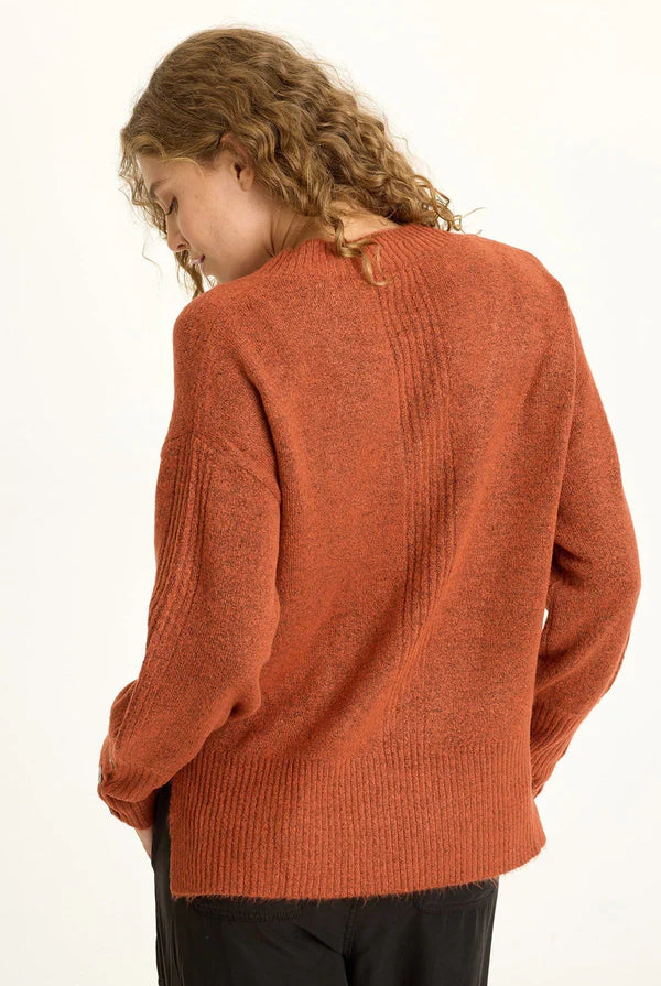 Bronte Relaxed V Neck Knit Sweater - Sprightly Poppy by XCVI — view 3