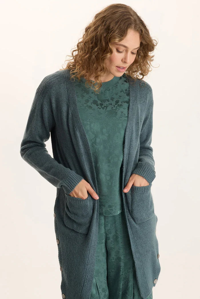 Bayek Open Front Long Cardigan - Blue Oasis by XCVI | 25 South Boutiques