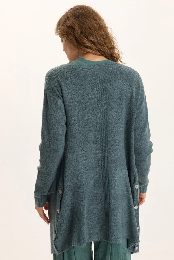 Bayek Open Front Long Cardigan - Blue Oasis by XCVI — view 3